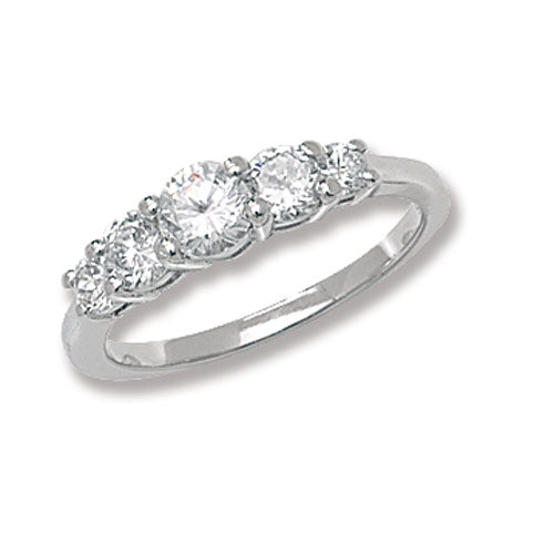 Sterling Silver CZ 5 Stone Ring - G7214CZ