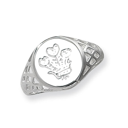 Sterling Silver Women's Prince Of Wales Feathers Ring - G7232
