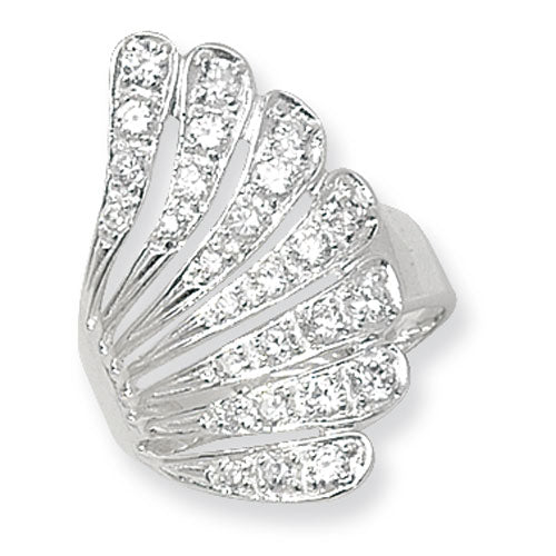 Sterling Silver CZ Fan Ring - G7238