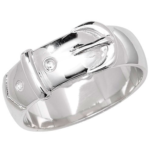 Sterling Silver Men's Plain Buckle Ring - G7271