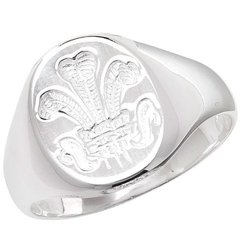Sterling Silver Men's Prince Of Wales Feathers Ring - G7274
