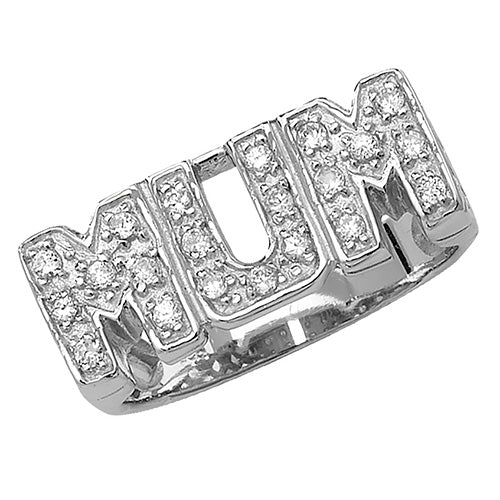 Sterling Silver Basket Design Mum CZ Ring - G7285