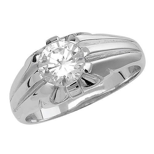 Sterling Silver Men's Solitaire CZ Set Ring - G7287