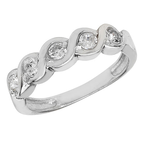 Sterling Silver CZ Set Half Eternity Ring - G7422
