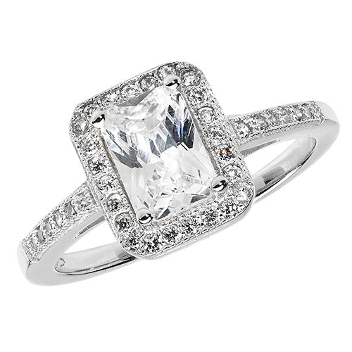 Sterling Silver CZ Emerald Cut Ring - G7431