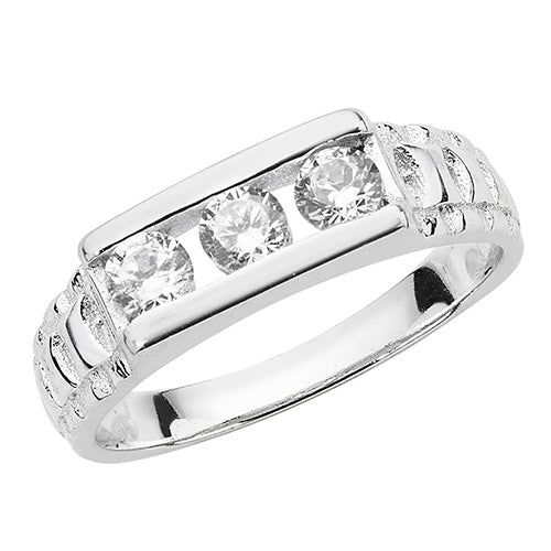 Sterling Silver Babies' Trilogy CZ Ring - G7471