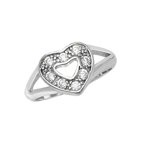 Sterling Silver Babies' Heart CZ Ring - G7519