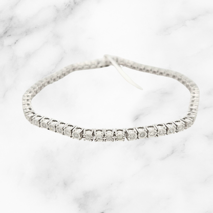 White Gold Diamond Illusion Tennis Bracelet