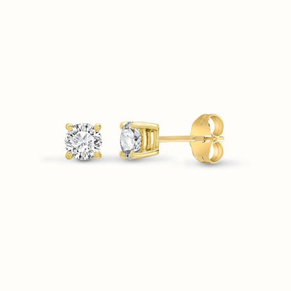 9ct yellow gold 0.50ct lab grown diamond four claw stud earrings