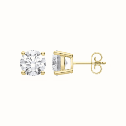 4.00ctw solitaire lab grown diamond earrings in yellow gold, Delan Jewellers