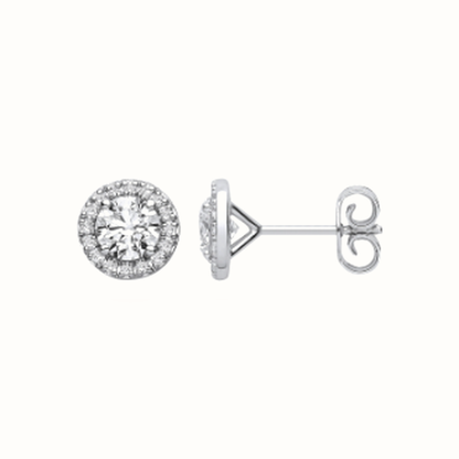 1.16ctw halo lab grown diamond earrings in white gold, Delan Jewellers