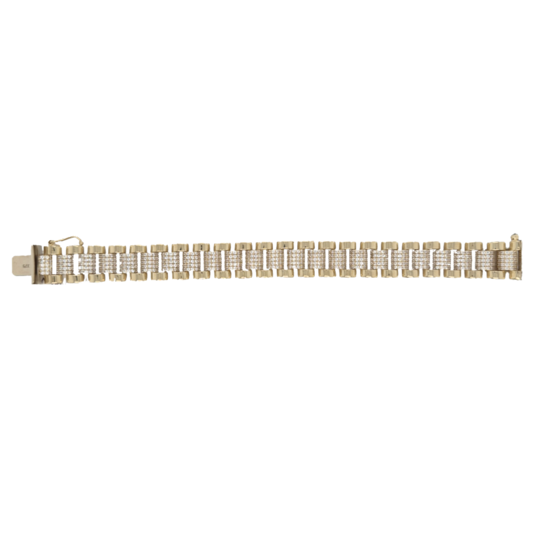 9ct Presidential 11mm Bracelet with CZ stones