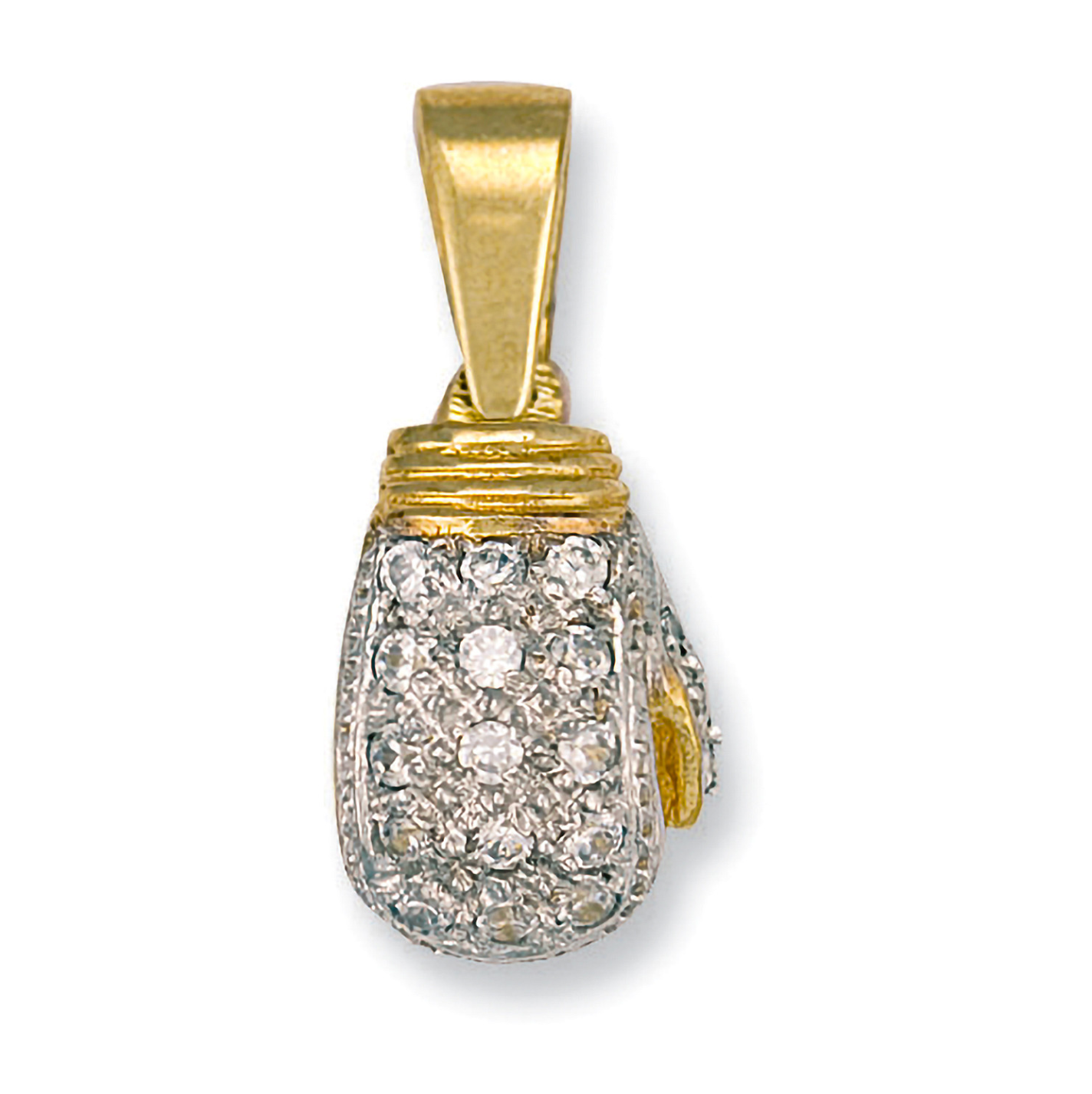 9ct Gold Boxing Glove Pendant with CZ Stones - PD0046