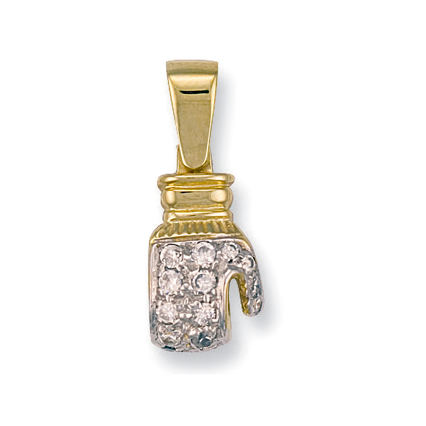 9ct Gold Boxing Glove Pendant with CZ Stones - PD0045