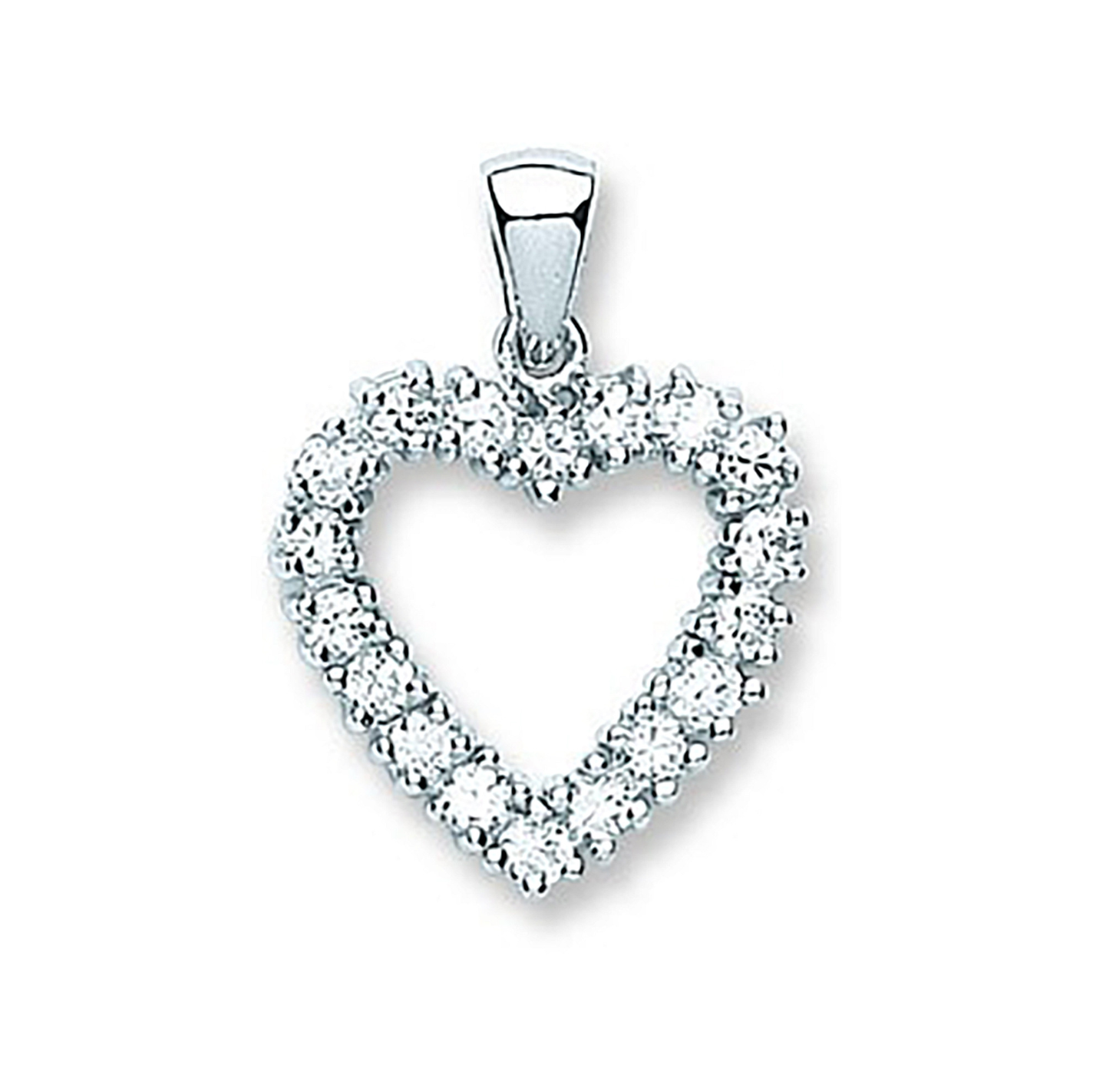 Sterling Silver Heart Pendant (CZ) with Chain