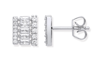 40mm Silver CZ Initial Pendant With Hoops