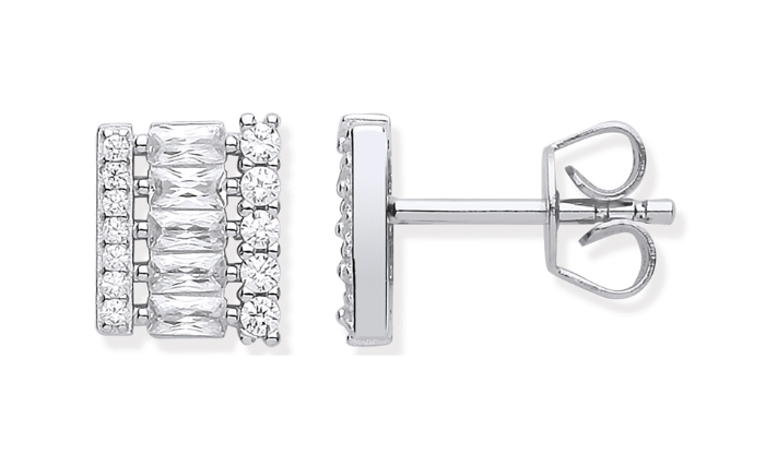 40mm Silver CZ Initial Pendant With Hoops