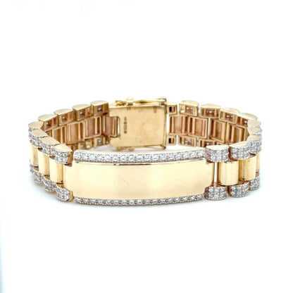Original photograph of 9ct Yellow Gold Presidential Bracelet with CZ & Engravable ID – Children’s Size (6 Inch)
