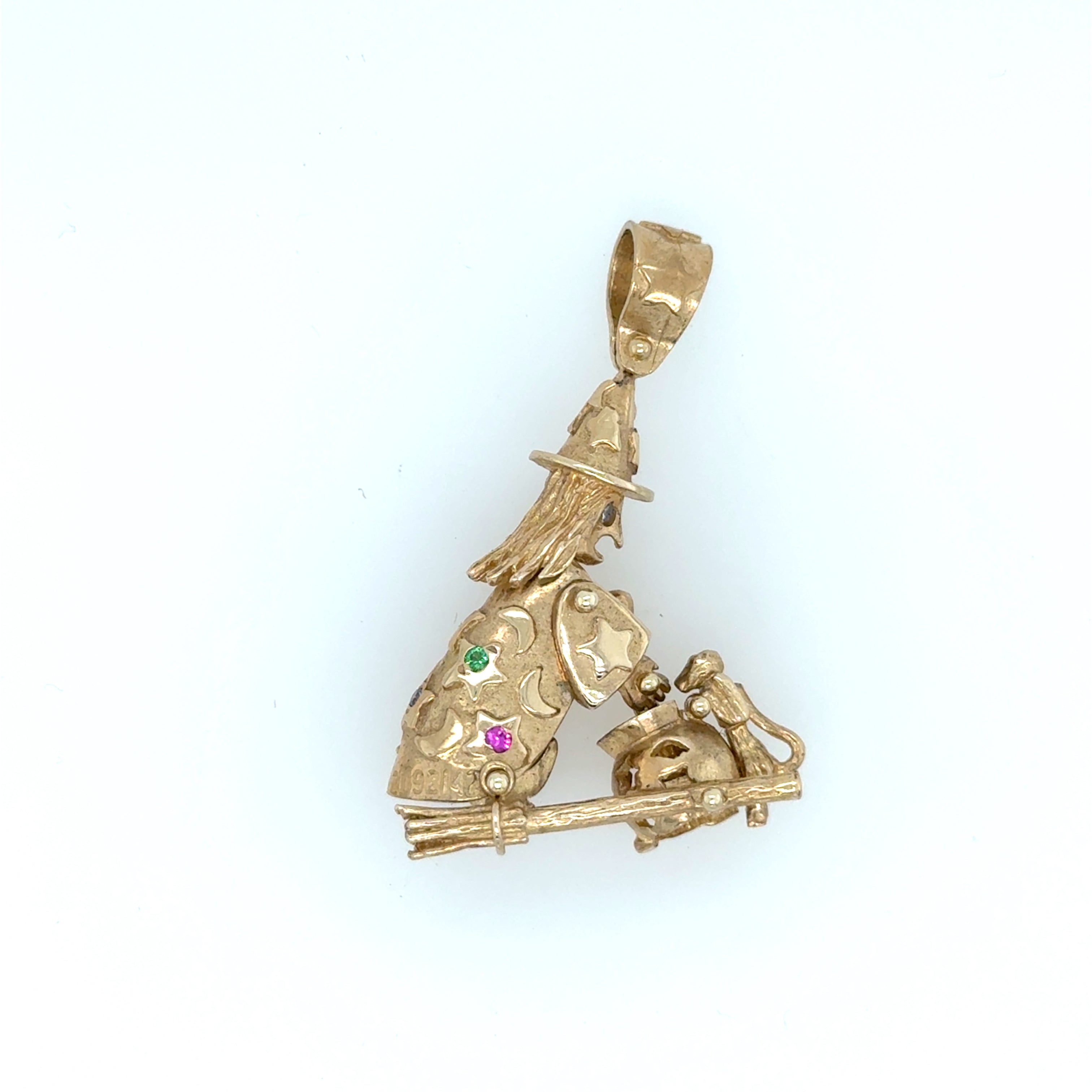 Witch on Broomstick Pendant