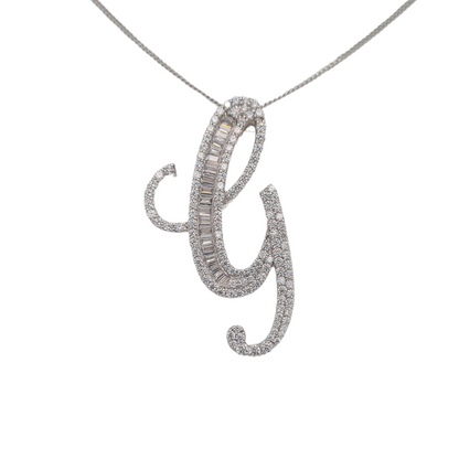 40mm Silver CZ Initial Pendant