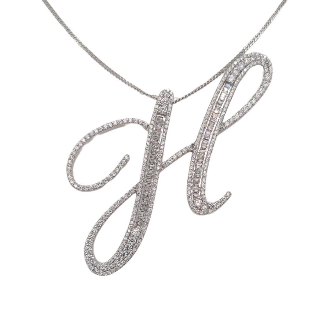 40mm Silver CZ Initial Pendant