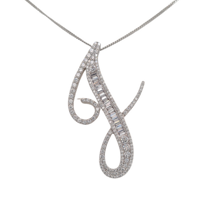 40mm Silver CZ Initial Pendant