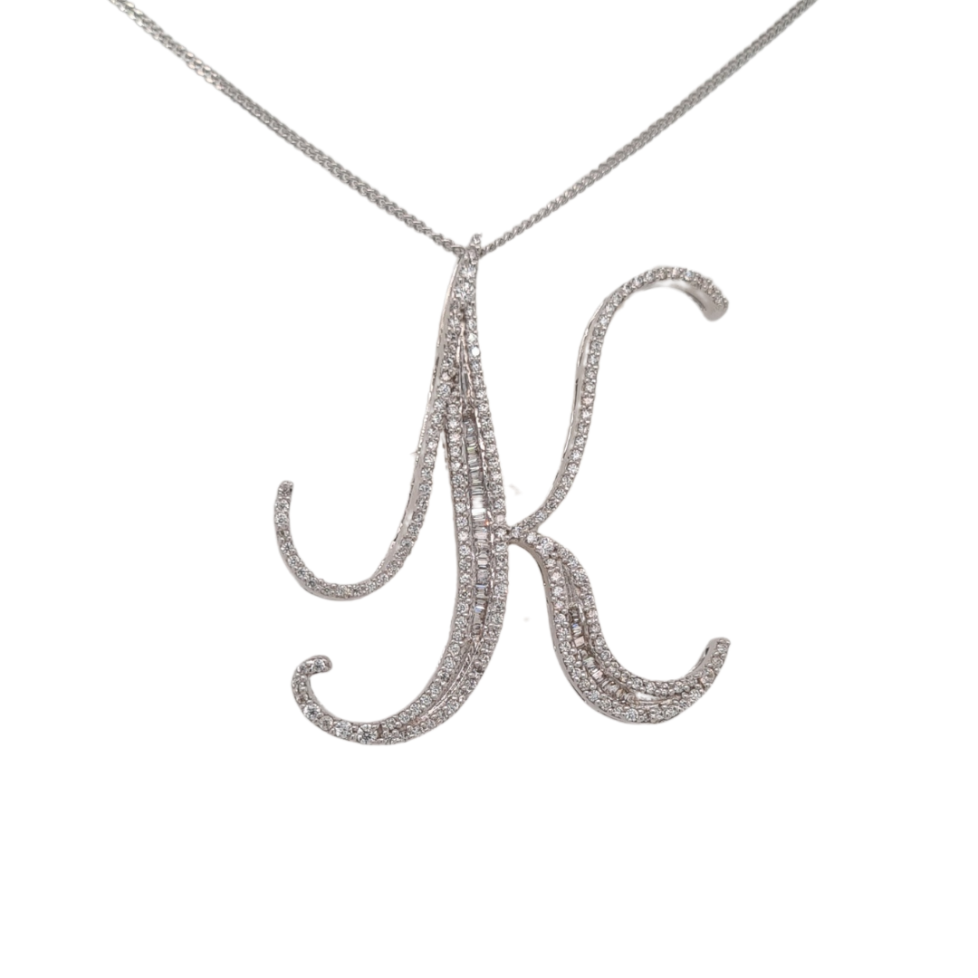 40mm Silver CZ Initial Pendant