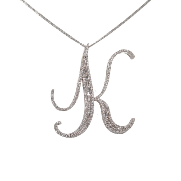 Silver CZ Initial Pendant