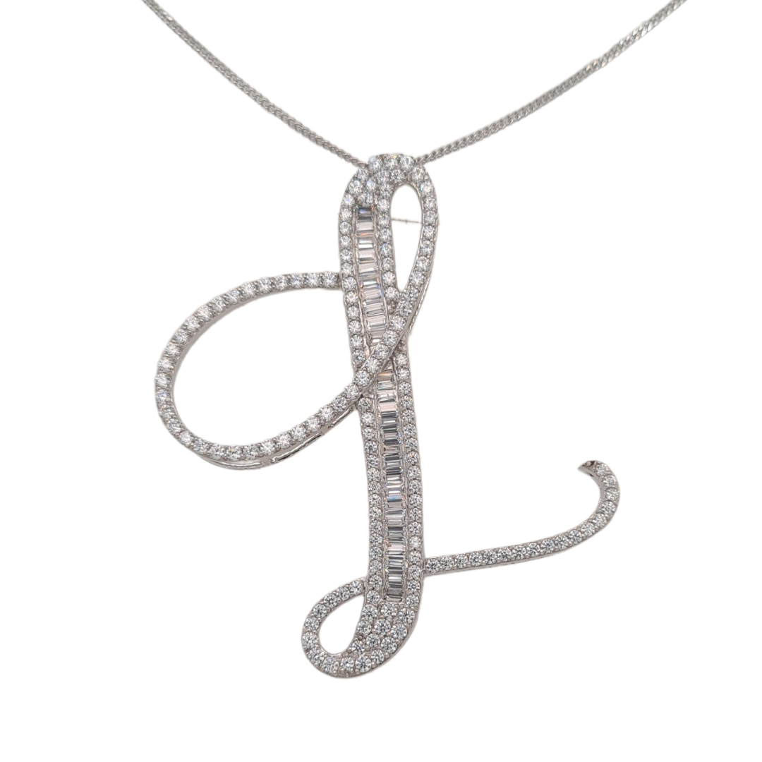 30mm Silver CZ Initial Pendant With Hoops