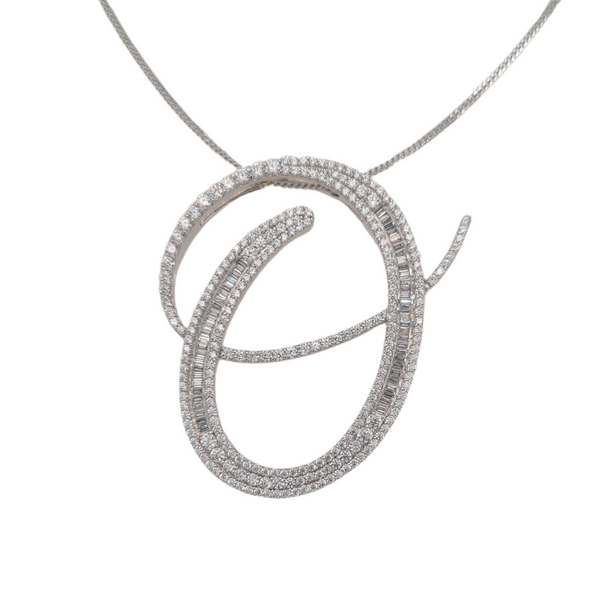 Silver CZ Initial Pendant With Hoops