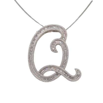 30mm Silver CZ Initial Pendant With Hoops