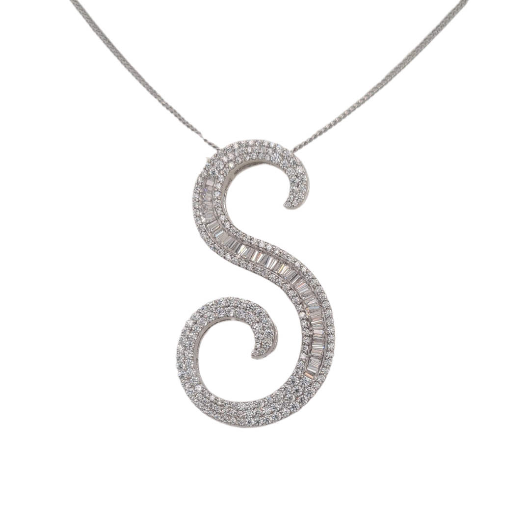 40mm Silver CZ Initial Pendant