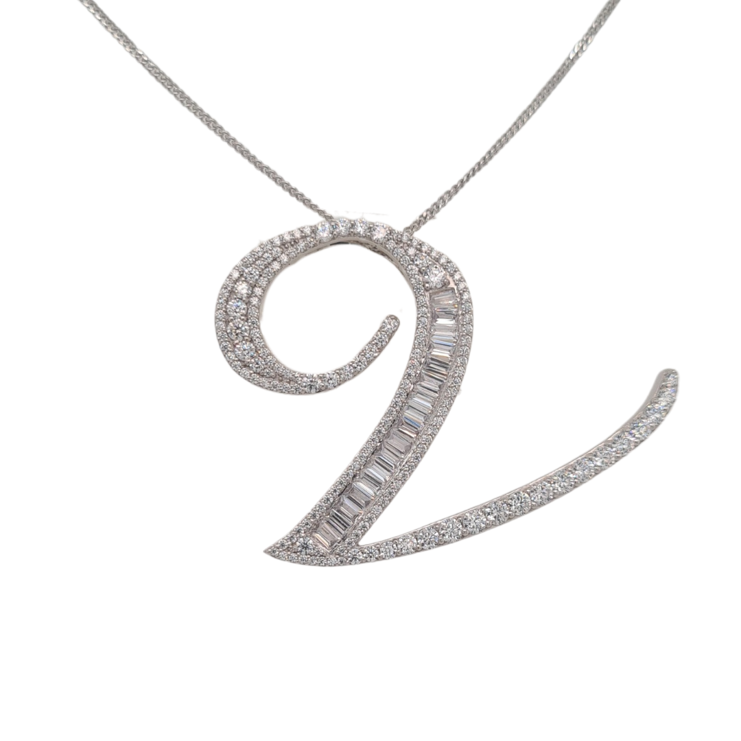 40mm Silver CZ Initial Pendant