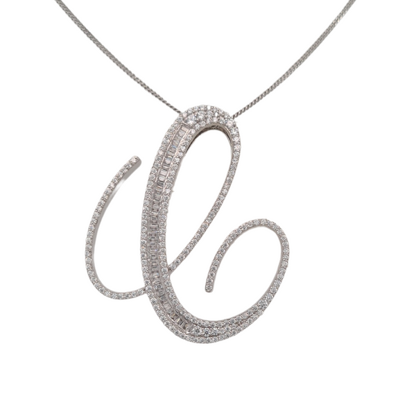 Silver CZ Initial Pendant