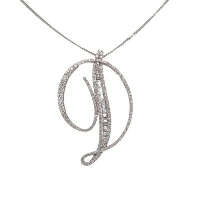 30mm Silver CZ Initial Pendant With Hoops