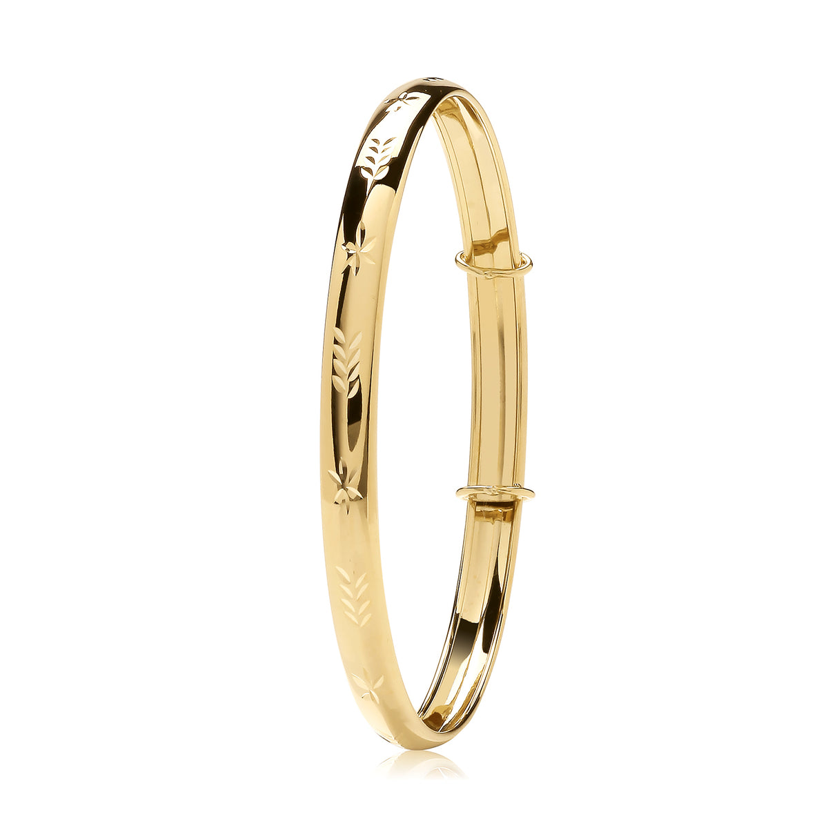 9ct Yellow Gold Diamond Cut Expanding Bangle - BN433