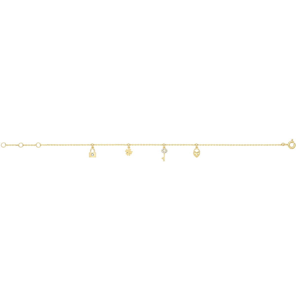 9ct Gold CZ Charms Chain Bracelet - BR652