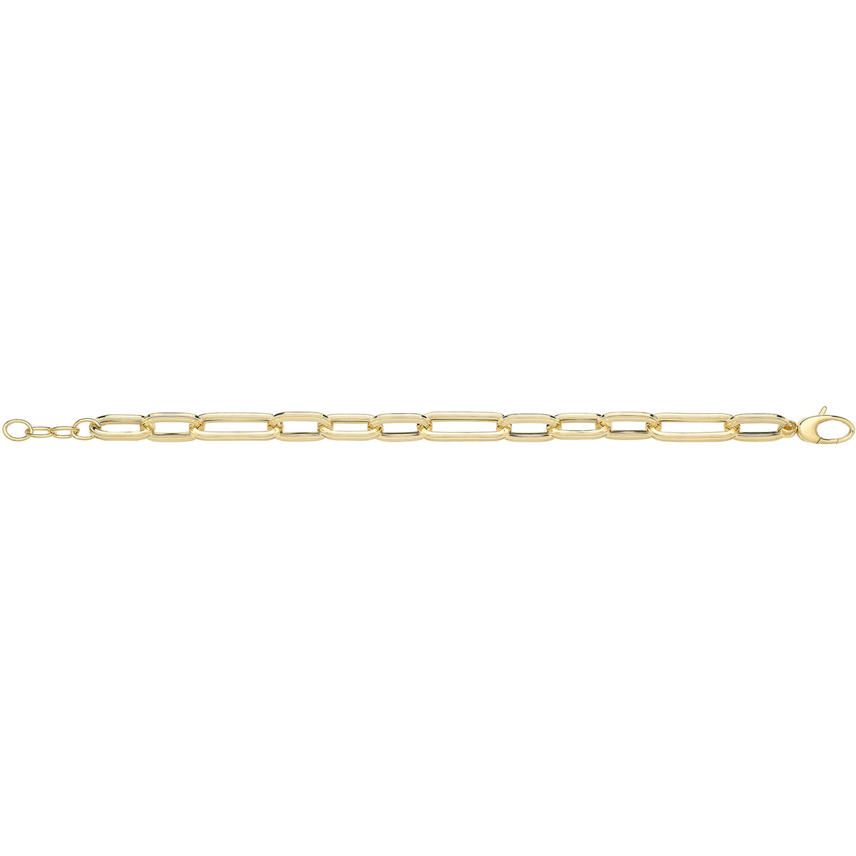 9ct Yellow Gold Hollow Paperclip Bracelet - BR680