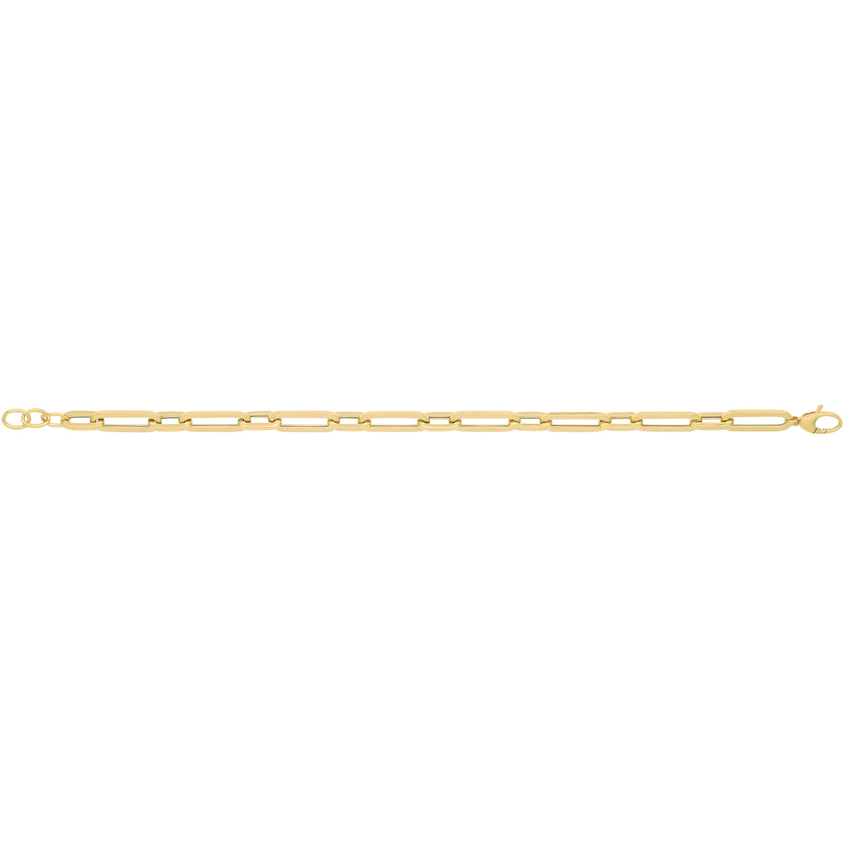 9ct Yellow Gold Hollow Paperclip Bracelet - BR694