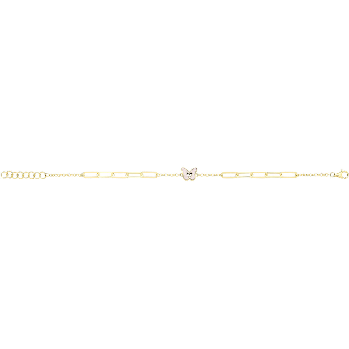9ct Yellow Gold White Enamel Butterfly Bracelet - BR708