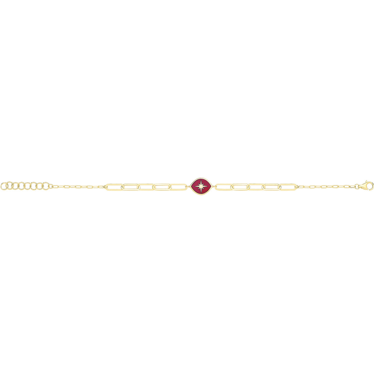 9ct Yellow Gold Red Enamel North Star Bracelet - BR714