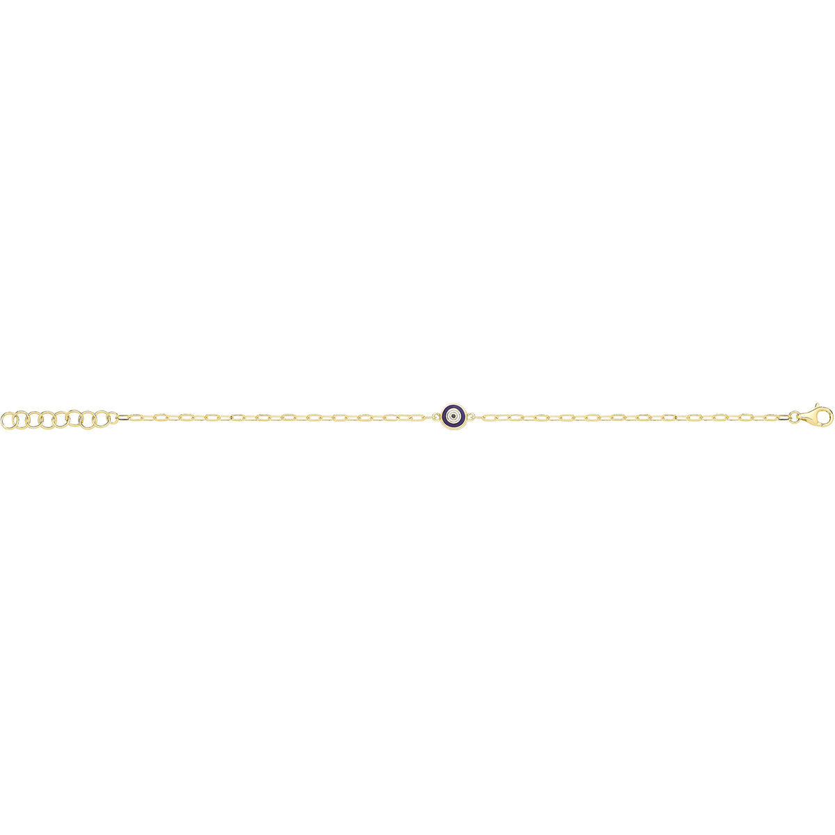 9ct Yellow Gold White / Dark Blue Enamel Evil Eye Bracelet - BR720