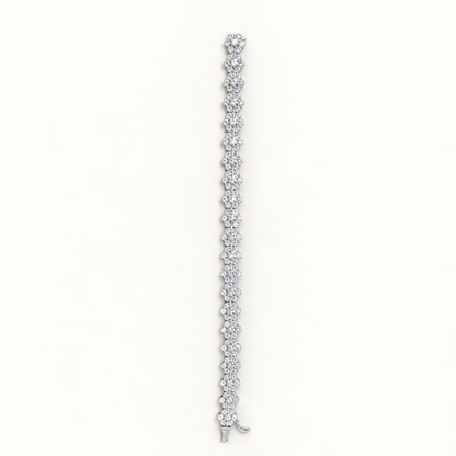 Silver Daisy tennis bracelet on neutral ivory background