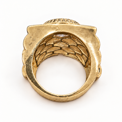 Underside view of 9ct yellow gold CZ Presidential ring