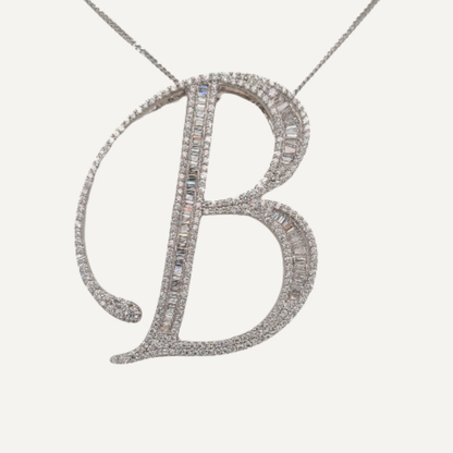 30mm Silver CZ Initial Pendant