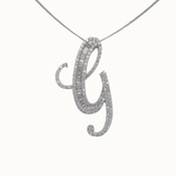 40mm Silver CZ Initial Pendant