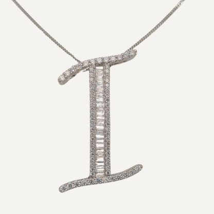 30mm Silver CZ Initial Pendant