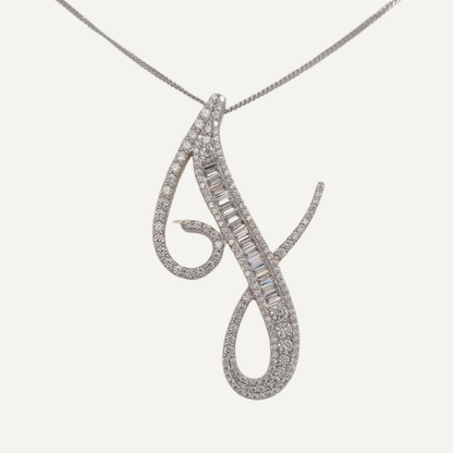 30mm Silver CZ Initial Pendant