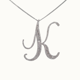 40mm Silver CZ Initial Pendant