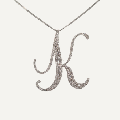 30mm Silver CZ Initial Pendant